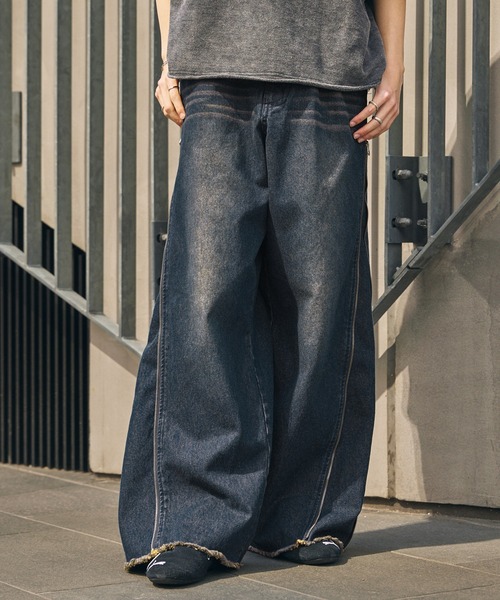 【Q.anos】加工デニムパンツ ストリート ウォッシュ加工デニムパンツ P271 | wshot