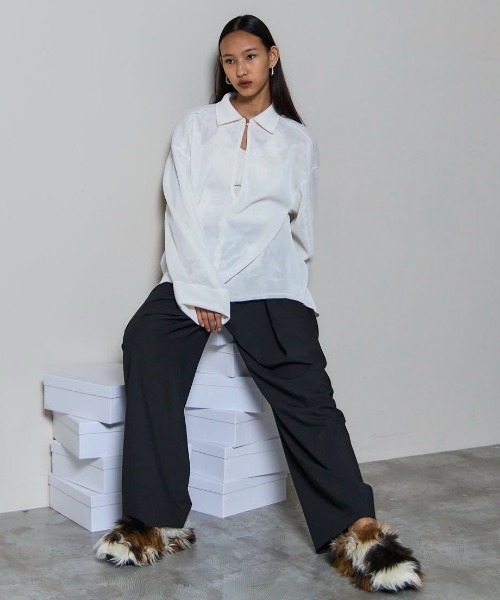MAISON SPECIAL（メゾンスペシャル） tシャツ Sheer Mesh Collar