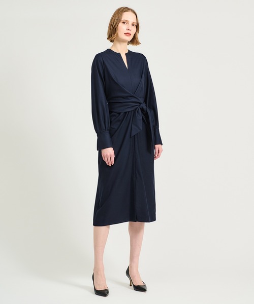 ESTNATION ウエストツイストハーフスリーブワンピース 36 濃紺 ESTNATION ウエストツイストハーフスリーブワンピース 36 濃紺