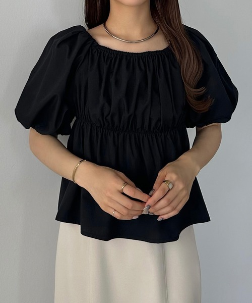 「callautia」 半袖ブラウス LARGE ブラック レディース_画像3