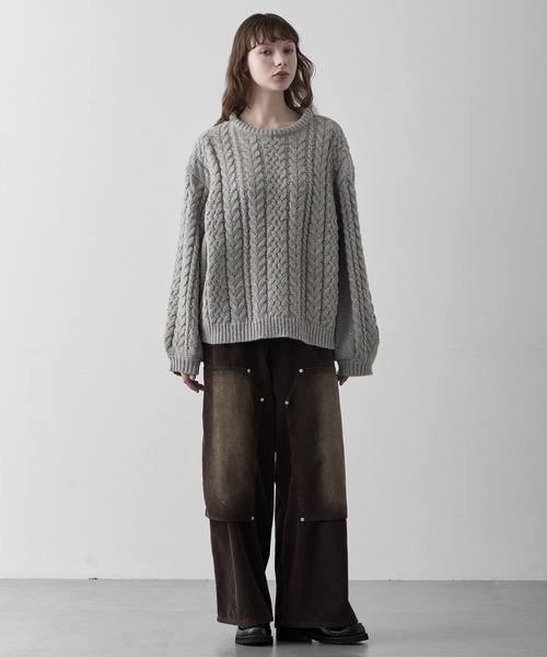 RUUBON セーター ニット 「RUUBON」3.5G melange cable knit / 3.5G