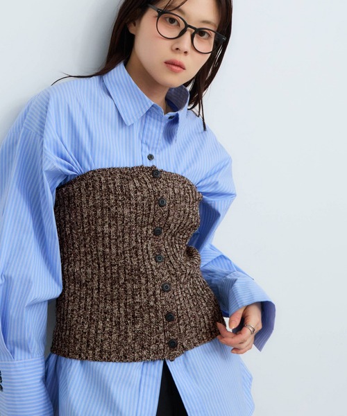 NOGLE 「NOGLE/ノグル」ミックスニットボタンビスチェ レディース