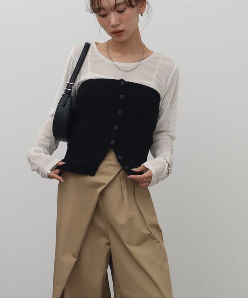 NOGLE 「NOGLE/ノグル」ミックスニットボタンビスチェ レディース