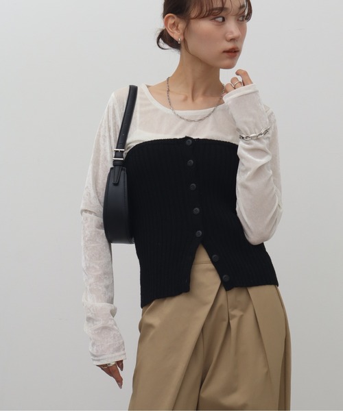 NOGLE 「NOGLE/ノグル」ミックスニットボタンビスチェ レディース