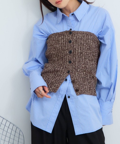 NOGLE 「NOGLE/ノグル」ミックスニットボタンビスチェ レディース