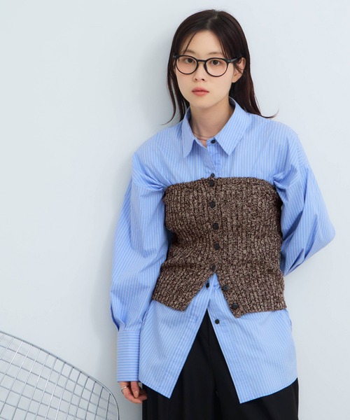 NOGLE 「NOGLE/ノグル」ミックスニットボタンビスチェ レディース