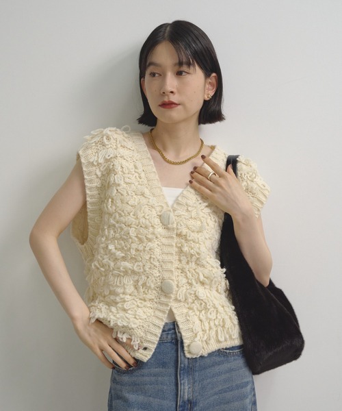 Shelly island（シェリーアイランド） ベスト ジレ ループニットベスト