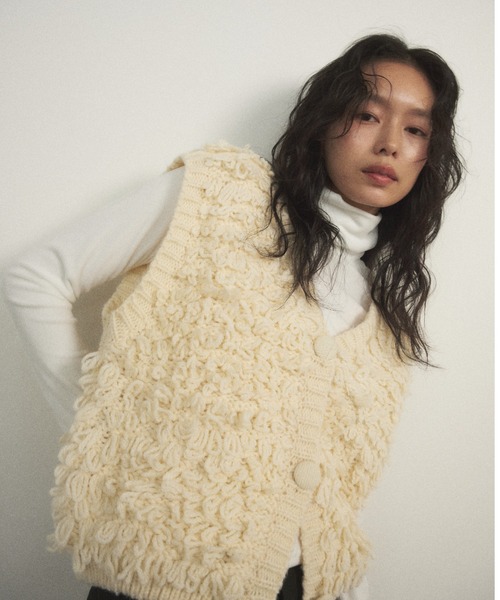 Shelly island（シェリーアイランド） ベスト ジレ ループニットベスト