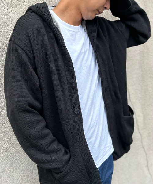 VENCE EXCHANGE カーディガン 裏ボアフリースニットフード付