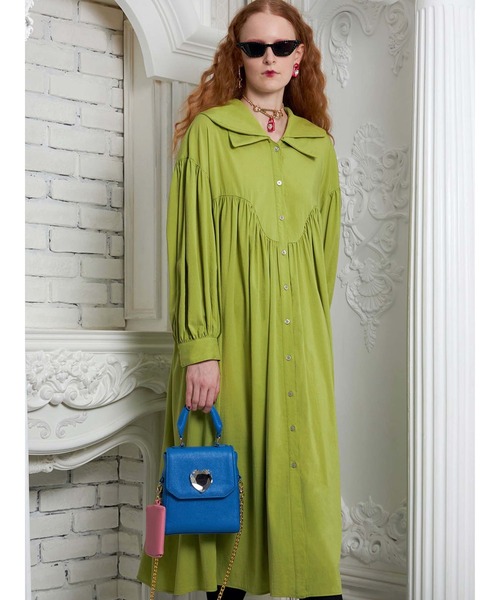 PAMEO POSE（パメオ ポーズ） シャツワンピース FREE グリーン