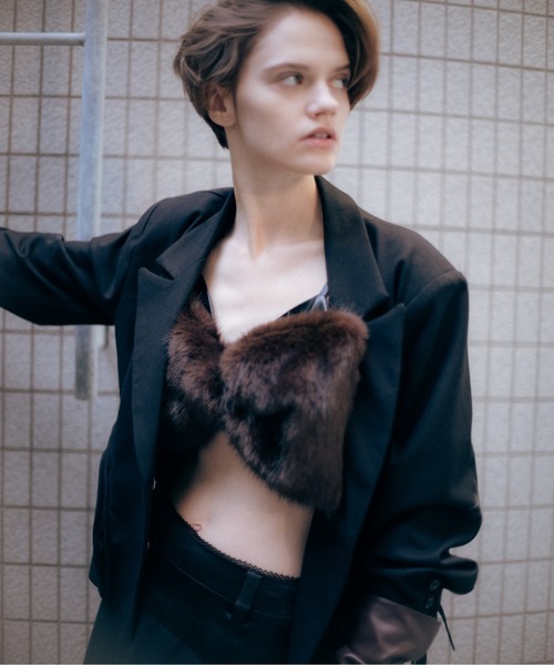 Carmelo ベスト ジレ Fur ribbon bustier / ビッグリボンファー