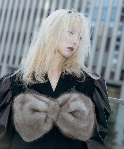Carmelo ベスト ジレ Fur ribbon bustier / ビッグリボンファー