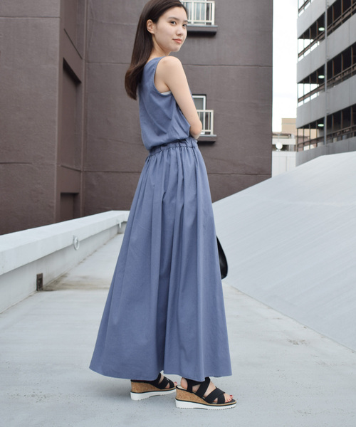 「PICCIN」 ノースリーブワンピース MEDIUM ライトグリーン レディース_画像2