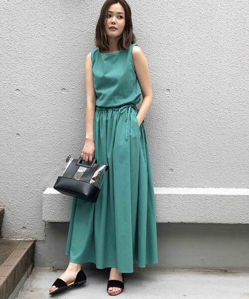 「PICCIN」 ノースリーブワンピース MEDIUM ライトグリーン レディース_画像6