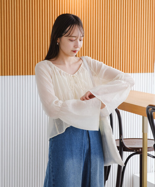 「Kastane」 長袖ブラウス LARGE ブラウン レディース_画像4