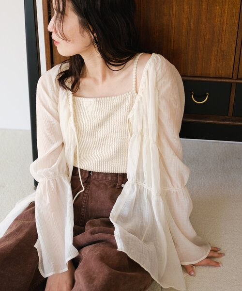 「Kastane」 長袖ブラウス LARGE ブラウン レディース_画像7