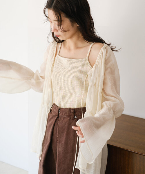 「Kastane」 長袖ブラウス LARGE ブラウン レディース_画像9