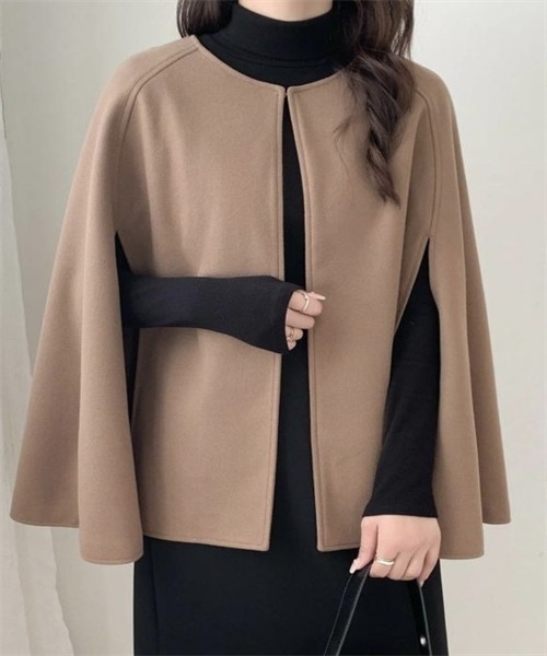 ノーカラージャケット ポンチョ FREE STYLISTS ポンチョ FREE モカ レディース : ZOZOTOWN Yahoo!店