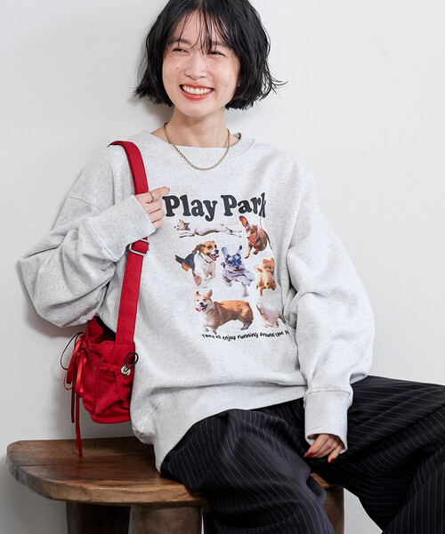 アメリカーナ スウェット 裏起毛 ドゥーズィエムクラス　フリークスストア FREAK'S STORE｜別注 ダブルプリント クルーネックスウェット / ロゴ