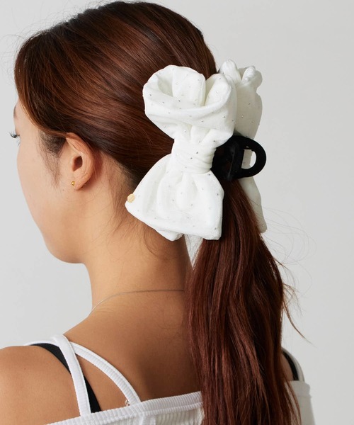 TRESSE（トレス） ヘアクリップ BRIGITTE dot ribbon clip ベルベット
