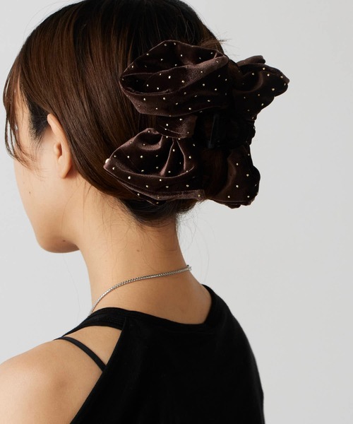 TRESSE トレス　ヘアクリップ　ドット　dot ribbon clip TRESSE（トレス） ヘアクリップ BRIGITTE dot ribbon clip ベルベット