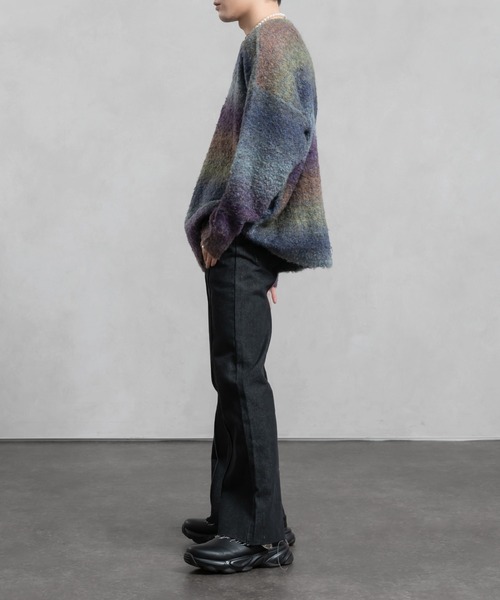 「Adoon plain」 長袖ニット LARGE ブラック メンズ_画像2