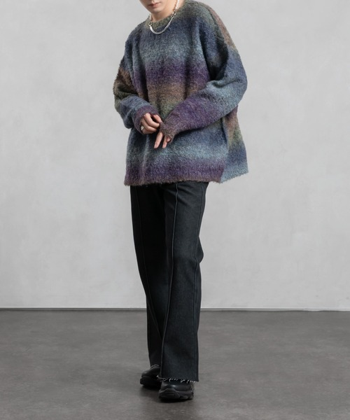 「Adoon plain」 長袖ニット LARGE ブラック メンズ_画像4