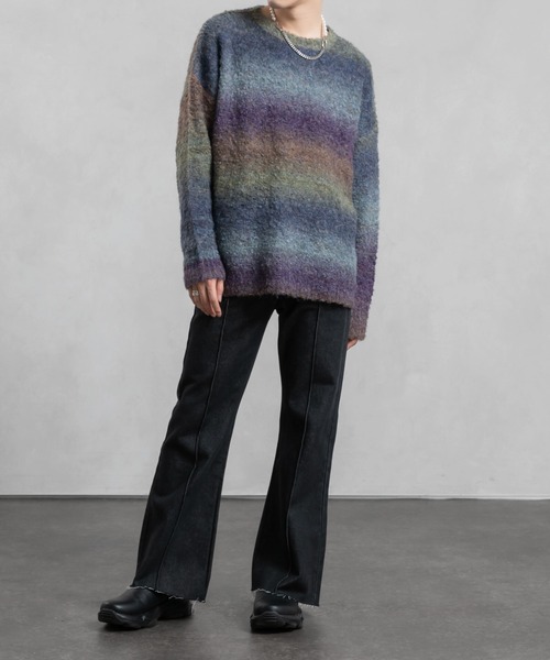 「Adoon plain」 長袖ニット LARGE ブラック メンズ_画像5