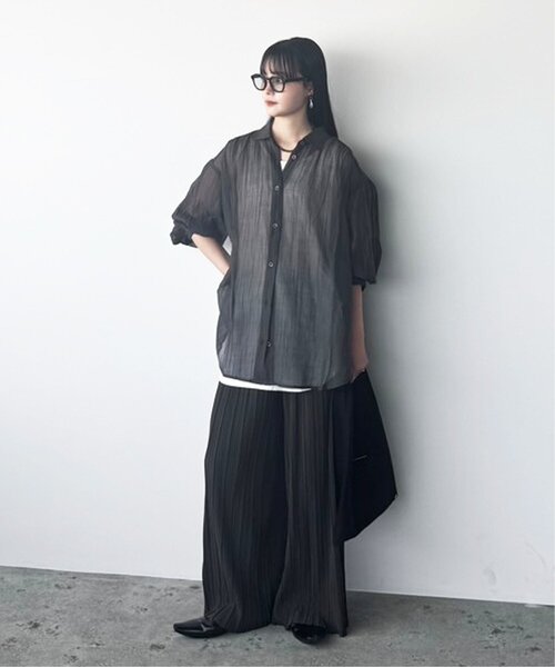 「ikka」 7分袖シャツ L チャコールグレー レディース_画像4