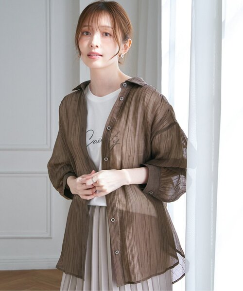 「ikka」 7分袖シャツ L チャコールグレー レディース_画像8