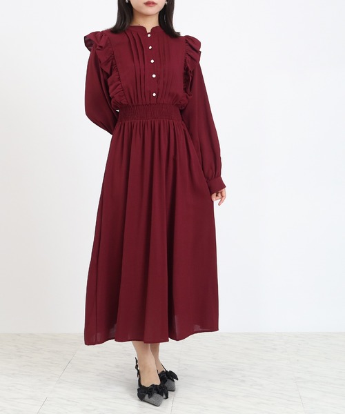 「ASTORIA ODIER」 長袖ワンピース MEDIUM ワイン レディース_画像9