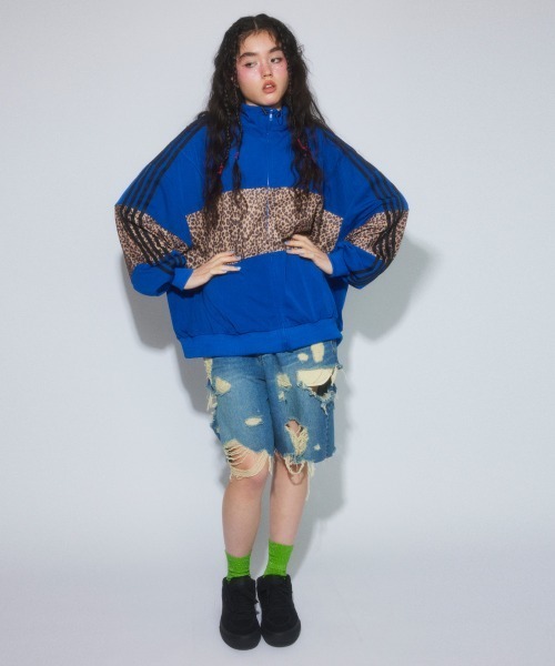 ハーフパンツ ジーンズ デニム デニムパンツ TATTERED LAYERED DENIM HALF パンツ レディース メンズの画像