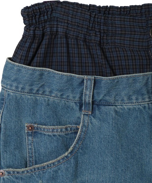 ハーフパンツ ジーンズ デニム デニムパンツ TATTERED LAYERED DENIM HALF パンツ レディース メンズの画像