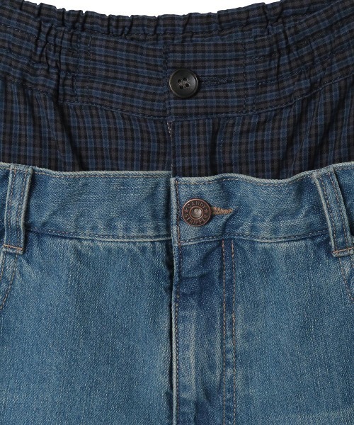 ハーフパンツ ジーンズ デニム デニムパンツ TATTERED LAYERED DENIM HALF パンツ レディース メンズの画像