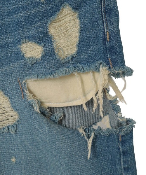 ハーフパンツ ジーンズ デニム デニムパンツ TATTERED LAYERED DENIM HALF パンツ レディース メンズの画像