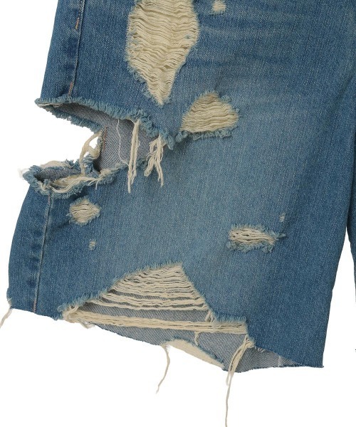 ハーフパンツ ジーンズ デニム デニムパンツ TATTERED LAYERED DENIM HALF パンツ レディース メンズの画像
