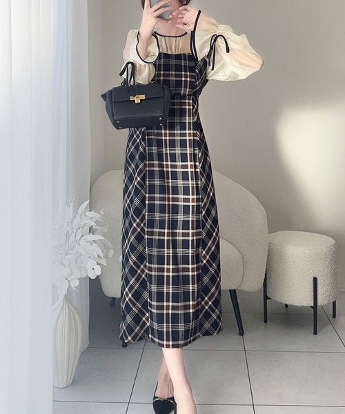 「mily bilet」 長袖ワンピース X-LARGE ネイビー レディース_画像4