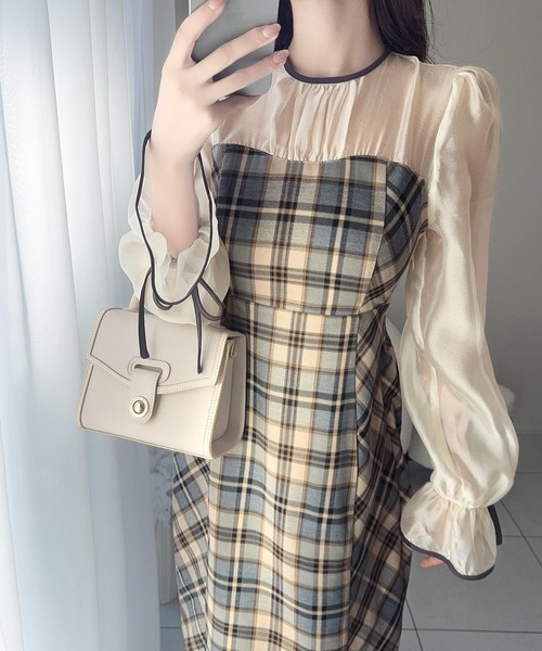 「mily bilet」 長袖ワンピース X-LARGE ネイビー レディース_画像6