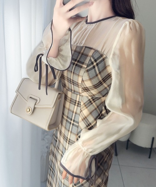 「mily bilet」 長袖ワンピース X-LARGE ネイビー レディース_画像7