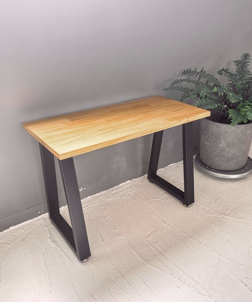パイン材　アイアンレッグのテーブル W60cm×D25cm×H42.5cm インテリア W600mm×D300mm 選べる2種のアイアンレッグ(台形型・H型