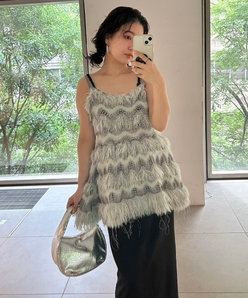 「LILY BROWN」 キャミソールニット ONE SIZE ベージュ レディースの画像