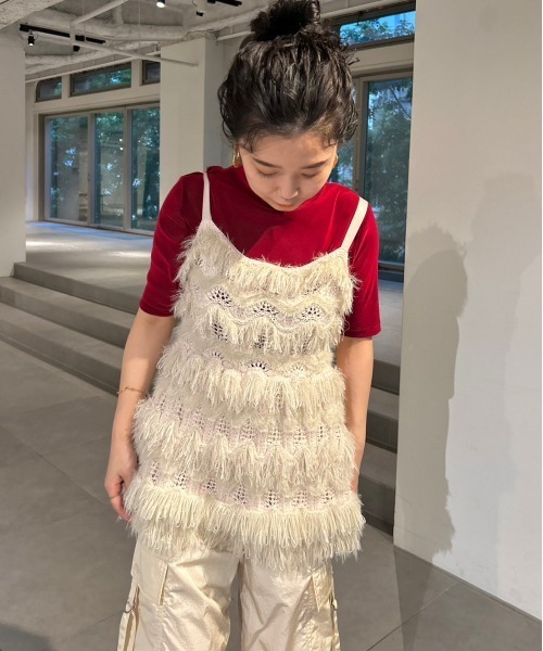 「LILY BROWN」 キャミソールニット ONE SIZE ベージュ レディースの画像