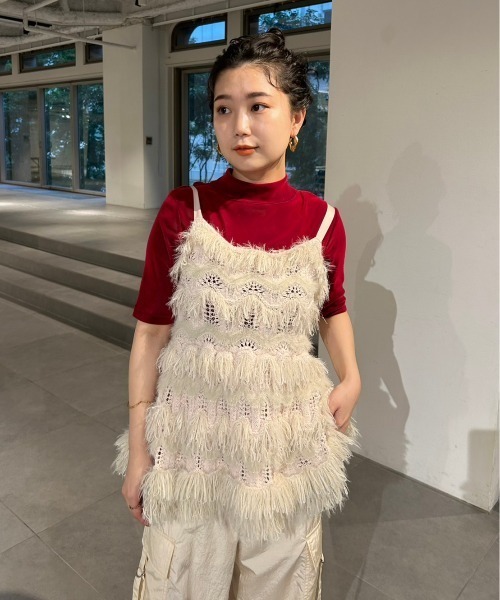 「LILY BROWN」 キャミソールニット ONE SIZE ベージュ レディースの画像