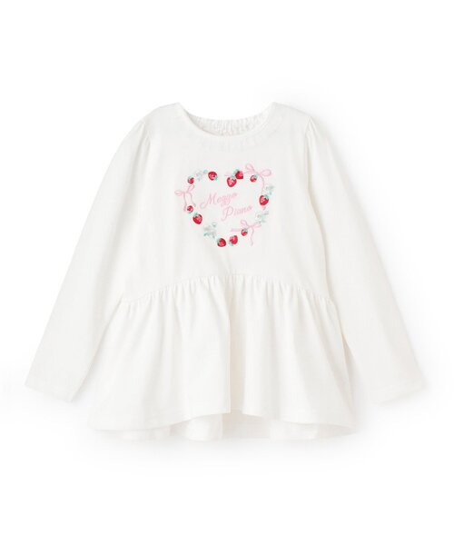 mezzo piano tシャツ イチゴ刺しゅう ペプラム長袖Tシャツ キッズ 子供