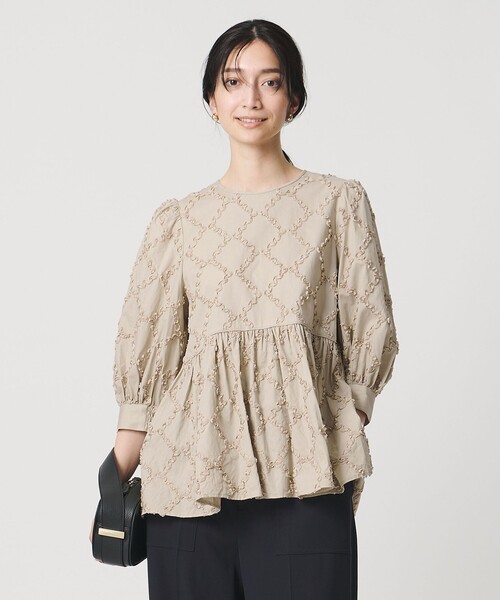 【美品】  UNITED ARROWS / ユナイテッドアローズ | エンブロイダリー ロングスリーブ ブラウス | F | ホワイト | レディース エンブロイダリー ロングスリーブ ブラウス