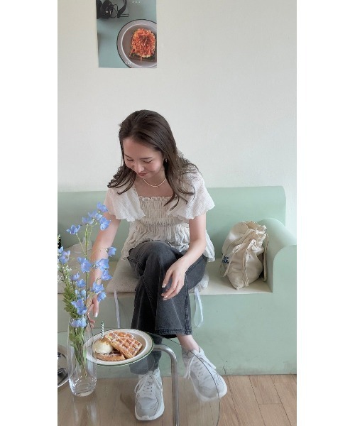 「flower」 デニムパンツ M ブルー レディース_画像3