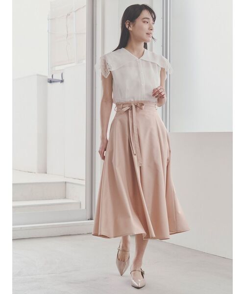 TONAL（トーナル） スカート 入学式 卒業式 ハイウエスト細リボン