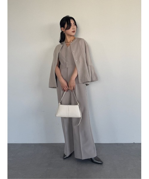 「ur's」 ノーカラージャケット L ダークネイビー レディース_画像8