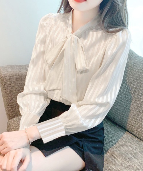 shoppinggo ブラウス シャツ 春シャツ ブラウス リボン ボウタイ