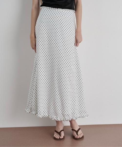 LOSCa ロング スカート ドットフリルナロースカート : ZOZOTOWN Yahoo